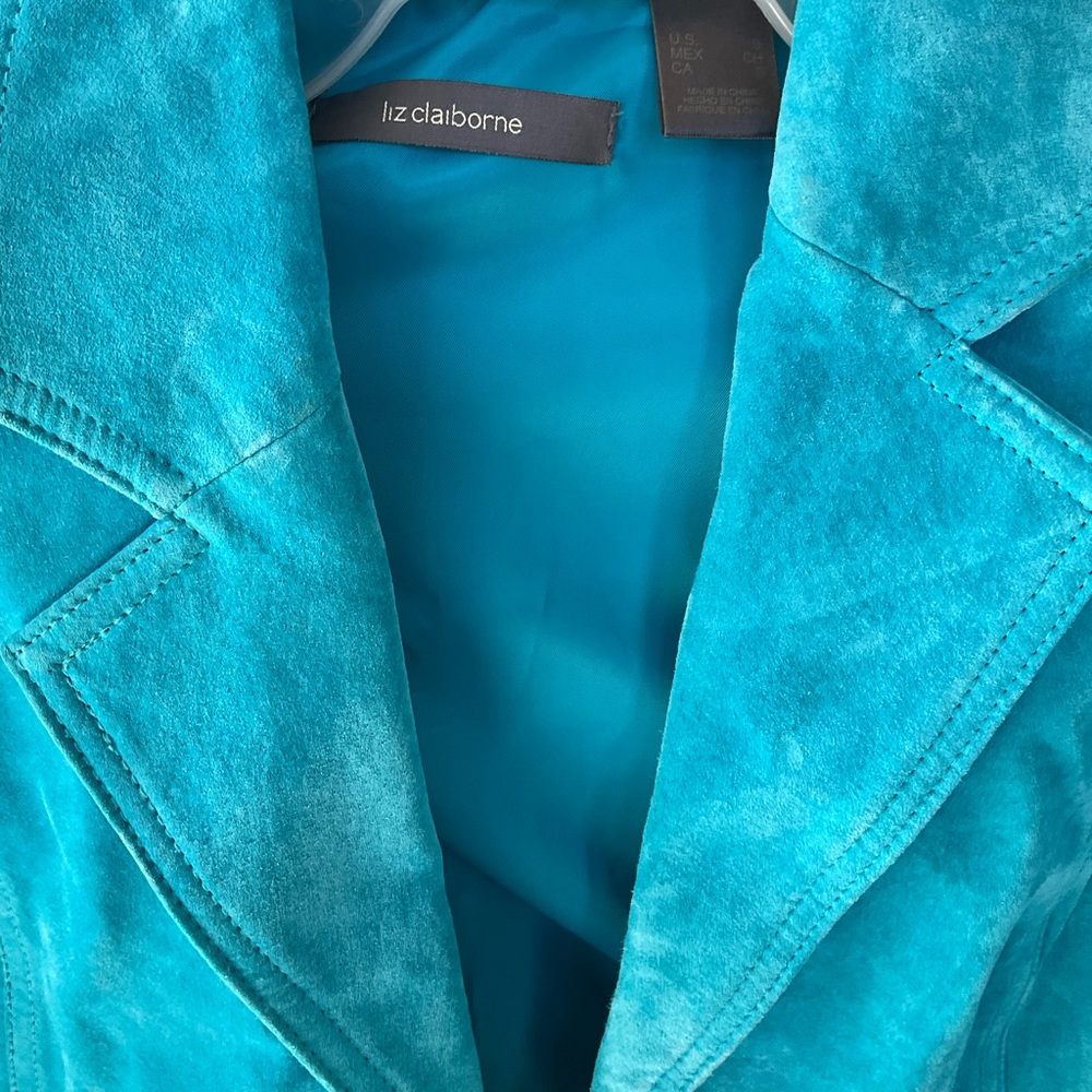 Turquoise blazer jacket, sz small,  Liz calborne. Swede